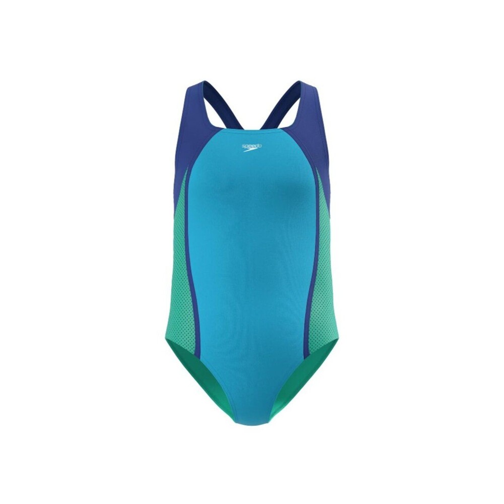 Speedo Girl's Swimsuit One Piece Mesh Splice Thick Strap 12
